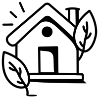 pictogramme d'une maison et de feuilles